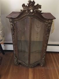 Gorgeous Free Standing Diminutive Standing Antique Gilded Dispay Case