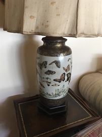Lovely Old Pair of Asian Lamps in the Butterfly Pattern