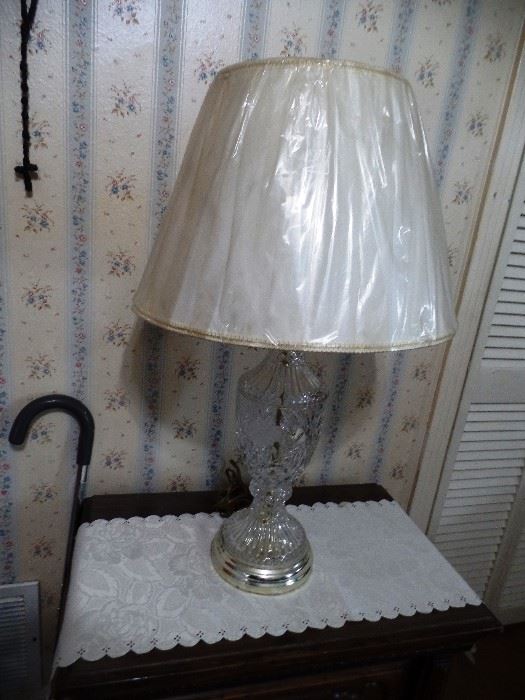 Several lamps, this one with crystal bottom