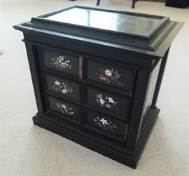 Pietra Dura Ebonized cabinet