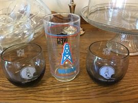 Collectible Houston Oilers glasses.
