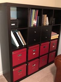 Sectional display cabinet, bins not included.