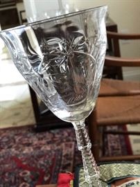 Exquisite cut and etched glass stemware