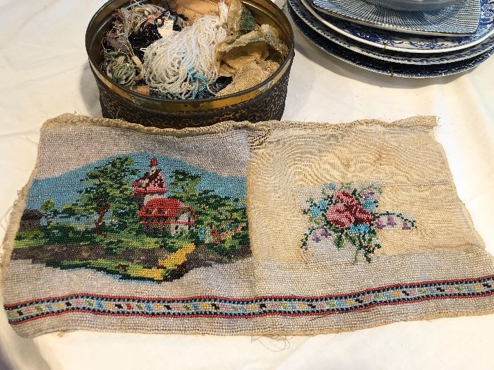 An unfinished kit for an antique beaded purse.