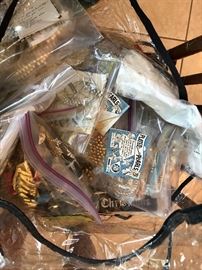 Huge bag of supplies for making Chrismons. Started in 1985 for St. David’s Episcopal Church. Chrismons are Christian symbols of faith made out of gold plated beads, pearls, findings to decorate a Christmas tree. Beads, wire, pearls, findings, several books of patterns.