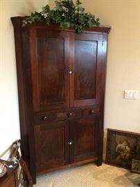 Antique primitive corner cabinet