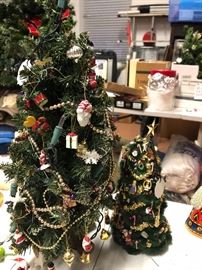 Miniature decorated Christmas trees