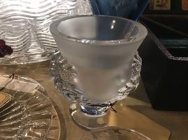 Lalique Crystal St Cloud Footed Vase