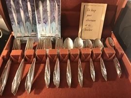 Vintage Gorham "Blithe Spirit" Sterling Silver Flatware With Chest ~ 57 Pieces