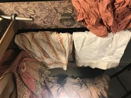 Antique Steamer Wardrobe Trunk With Floral Interior ~ Collection Of 1920's Clothing That Was Found Inside Trunk ~ CLOTHING BEING SOLD AS A LOT