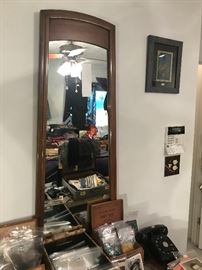 Vintage 1960's Mid Century Walnut Bedroom Set ~ Dresser With Folding Doors And Two Wall Mirrors, Chest Of Drawers With Folding Doors, Two Nightstands And KING Headboard ~ Dresser Needs A Little TLC