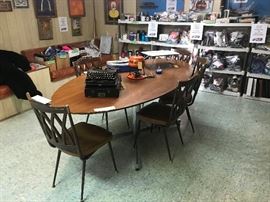 Vintage Wooden Conference Executive Table With Metal Base
