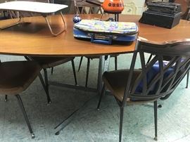 Vintage Wooden Conference Executive Table With Metal Base