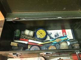 Vintage Union Fishing Box With Vintage Lures And Reels