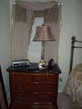 1 of 2 night tables, curtains for sale as well