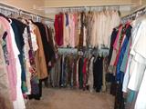 full closet - Sizes 6 up to 14, beach clothing, furs, scarves, leather pants, skirts, jackets