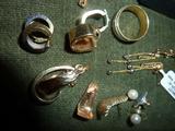 10-18KT gold earrings - some with diamonds, pearl studs