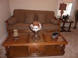Futon, coffee table with 3 end tables