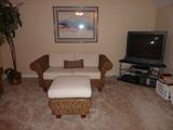 Rattan loveseat, ottaman, TV, Stand