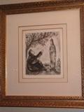 Marc Chagall - Saul and David original sketch. COA and Appraisal