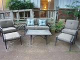 Patio furniture - cushion included and are brand new,set is very new as well, excellent condition