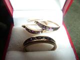 Ruby/Diamond/gold band with matching earrings