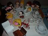 pocket dolls and childrens china and tea set