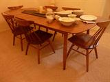 Conant Ball Rubbed Birch dining furniture with 6 chairs. Shown here with 3 leaves