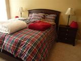 Queen Bed with matching night stands (2), dresser w/mirror, chest and entertainment unit. Ralph Lauren Down Bedding