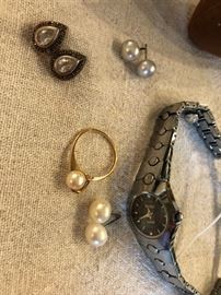 Rado Watch, pearl earrings, gold and pearl ring - plus much more! 