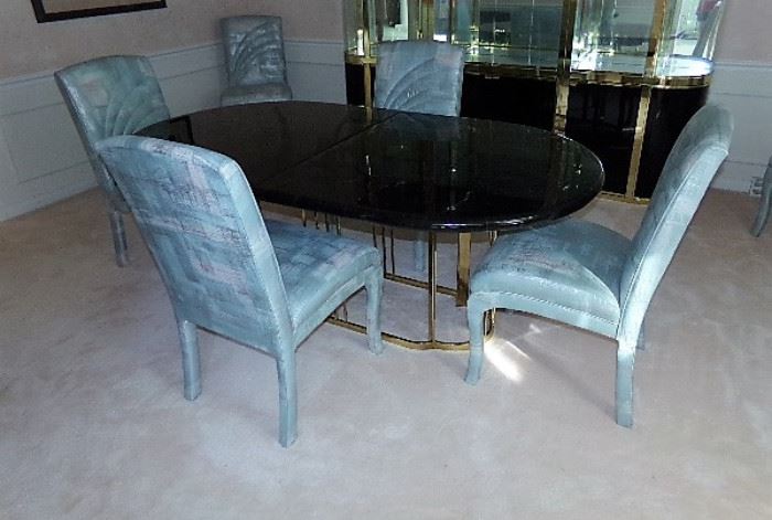 Brass and Marble Composite Table and Chairs Ceccarplast Italy
