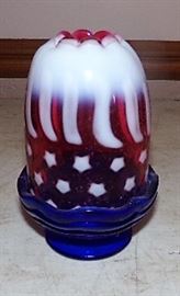 Fenton Red, White and Blue Fairy Lamp
