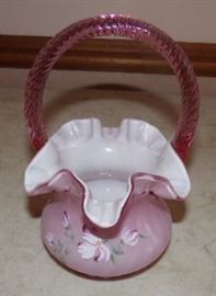 Signed Fenton Art Glass Basket