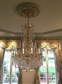 19th Century Crystal and Bronze Chandelier 