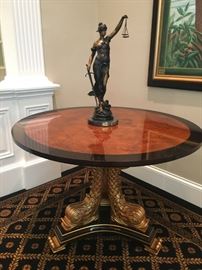 Karges Dolphin Base table, Scales of Justice Bronze 