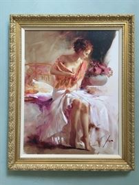 Guiseppe D'Angelico aka Pino Daeni, Portrait, Oil on Canvas 