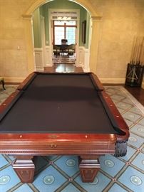 Brunswick Bensinger 9' Pool Table with Mother of Pearl Inlay