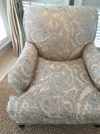 Schumacher Cambridge Chairs in Beaumont and Fletcher Fabric with Nail Head Trim, Set of FOUR Available 