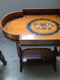 Maitland Smith Tray Table with Wreath and Floral Motif