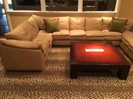 Leather Sectional from Leather Creations in Natick, EJ Victor Square Cocktail Table