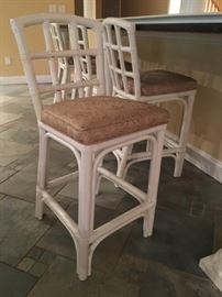 Set of Four Bamboo Counter Height Stools