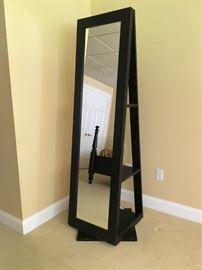 Swivel Floor Mirror with Shelf 