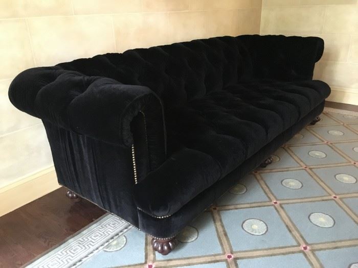 Avery Boardman Rolled Arm Tufted Velvet Sofa
