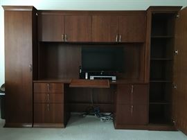 Wall Unit Desk with Brushed Aluminum Hardware 