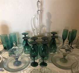 Asst Glassware, Glass Plates, etc