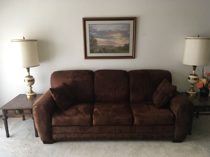 Full size brown microfiber couch 