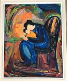 Lot 9 M. RUCZESTRY Mother  Child Painting. Modernist F