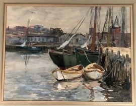 Lot 13 CHARLES P. GRUPPE Watercolor Marine Scene. Boats 