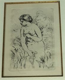Lot 15 PIERRE AUGUSTE RENOIR Etching Print. Nude female 