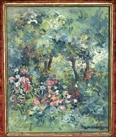 Lot 16 Impressionist Floral Landscape Oil Painting. Past